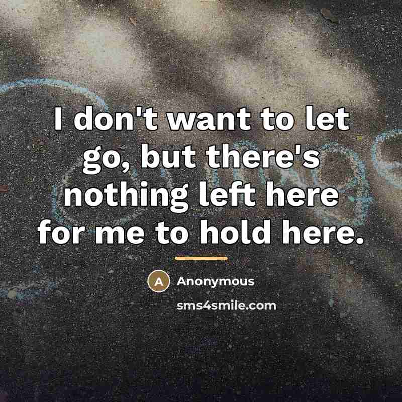 “I don't want to let go, but there's nothing left…” quote by Anonymous