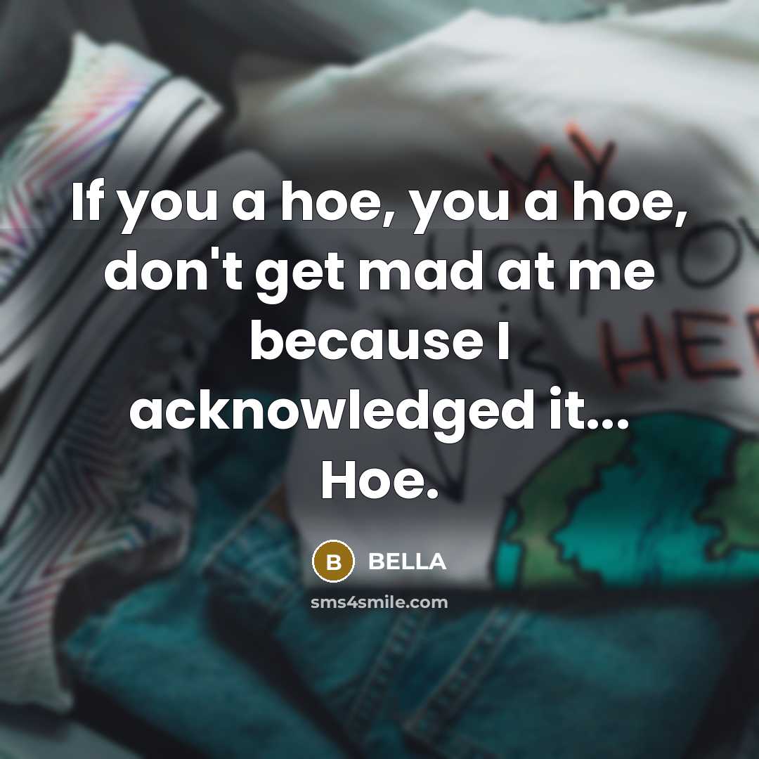 “If you a hoe, you a hoe, don't get mad…” quote by Bella