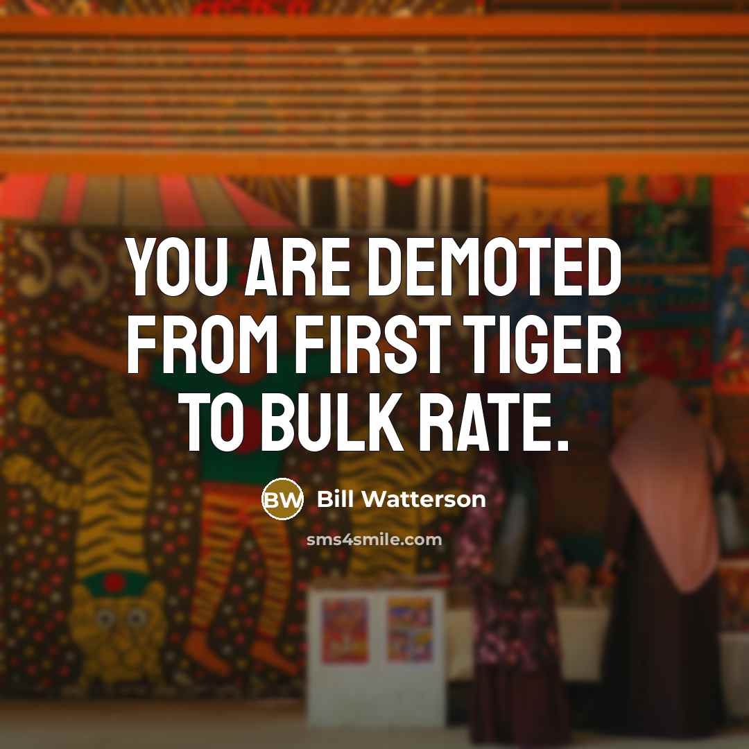 “You are demoted from First Tiger to bulk rate.…” quote by Bill Watterson
