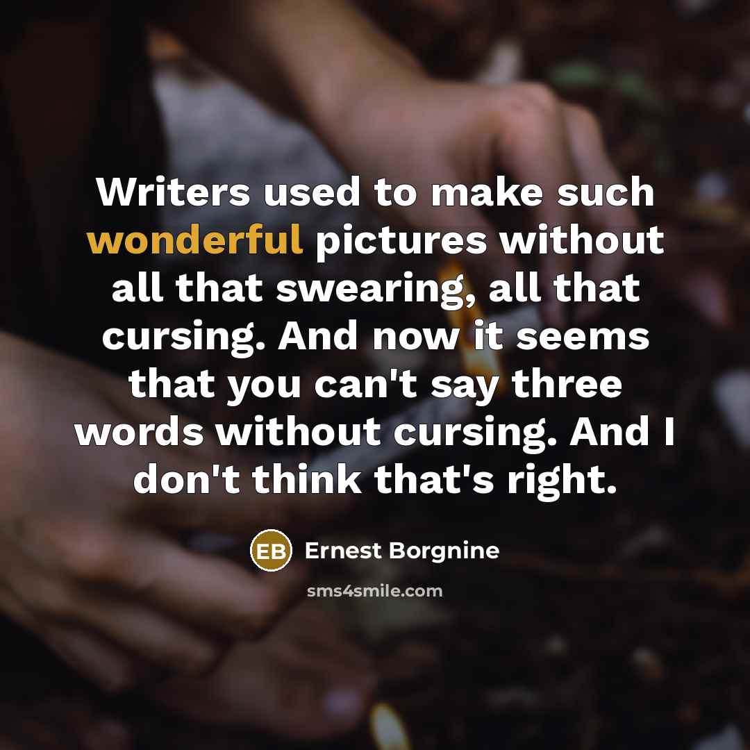 “Writers used to make such wonderful pictures without all that…” quote by Ernest Borgnine