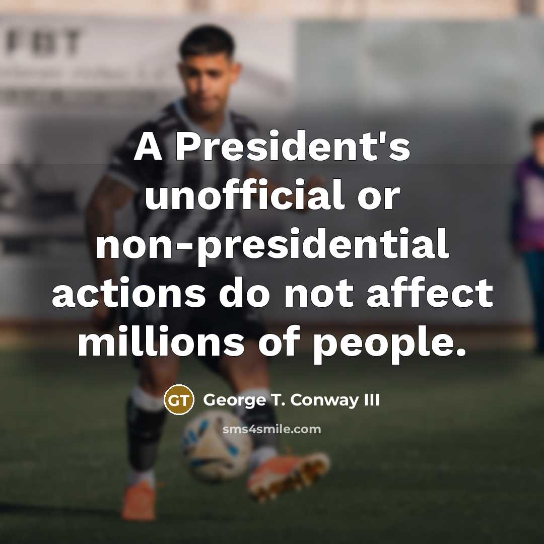 “A President's unofficial or non-presidential actions do not affect millions…” quote by George T. Conway III