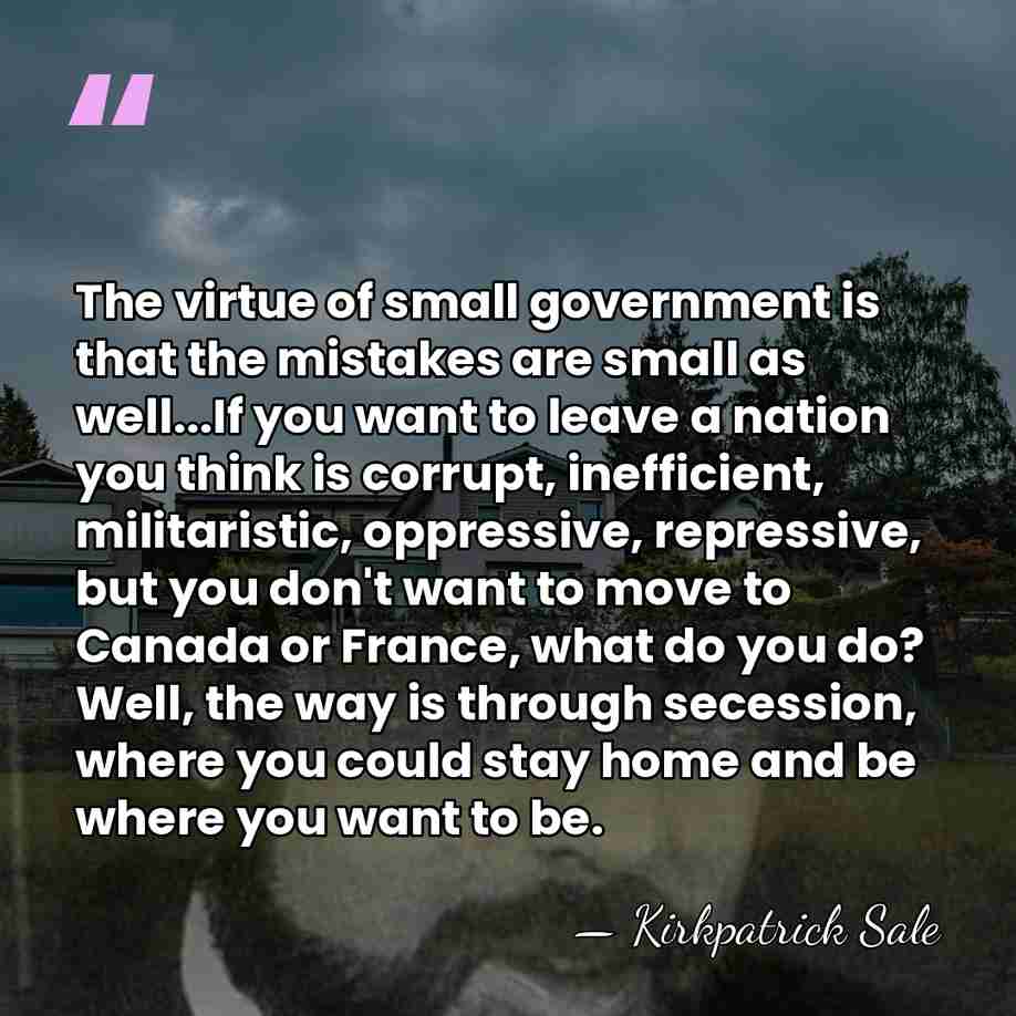 The virtue of small government is that the mistakes are small as&hellip; - Kirkpatrick Sale