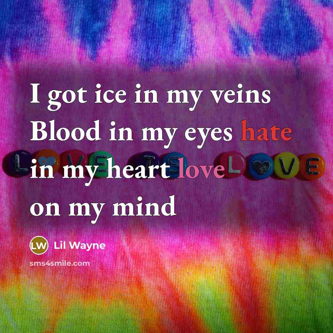 “I got ice in my veins Blood in my eyes…” quote by Lil Wayne