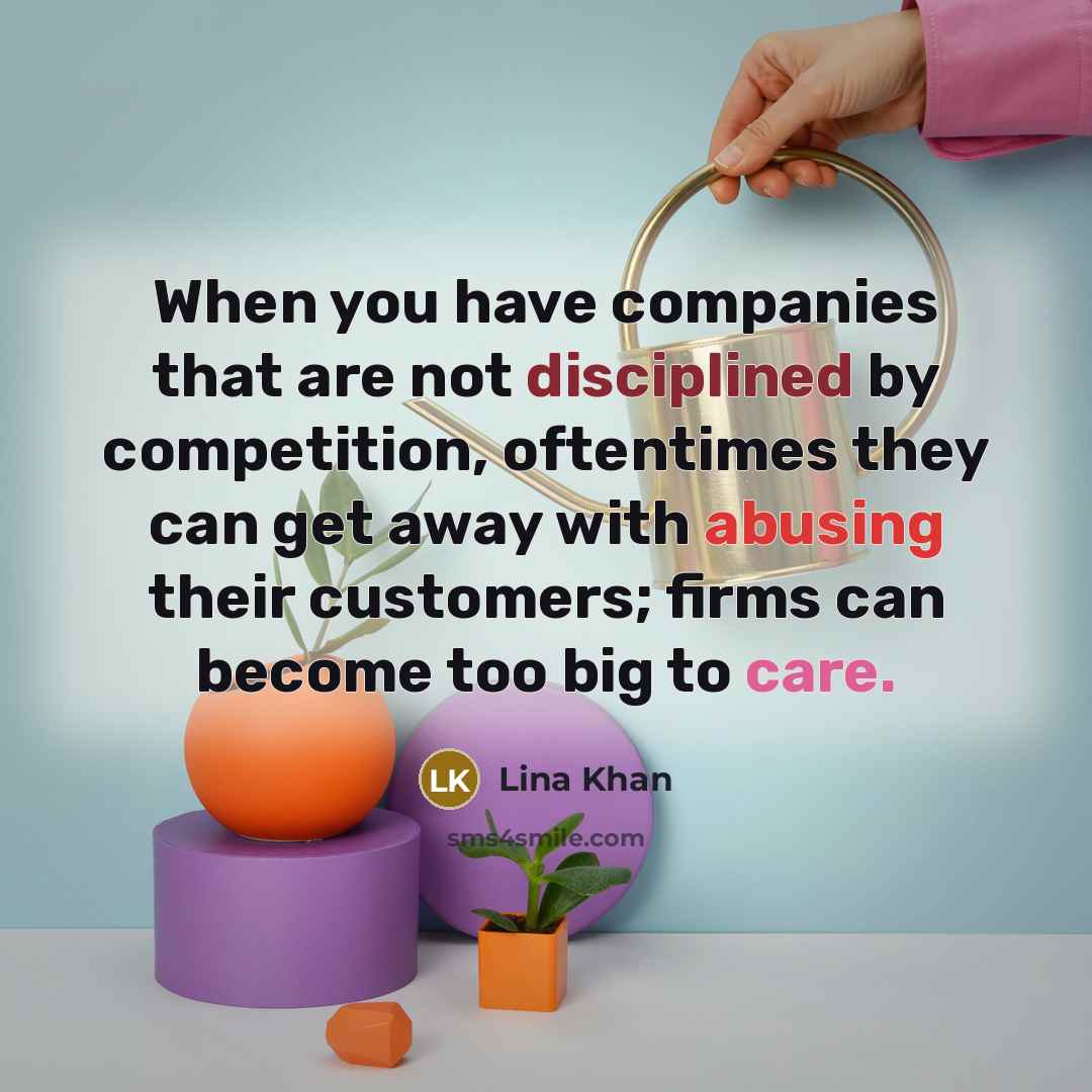 “When you have companies that are not disciplined by competition,…” quote by Lina Khan
