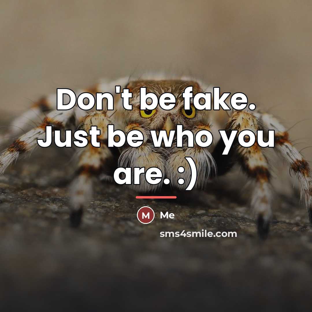 “Don't be fake. Just be who you are. :)…” quote by Me