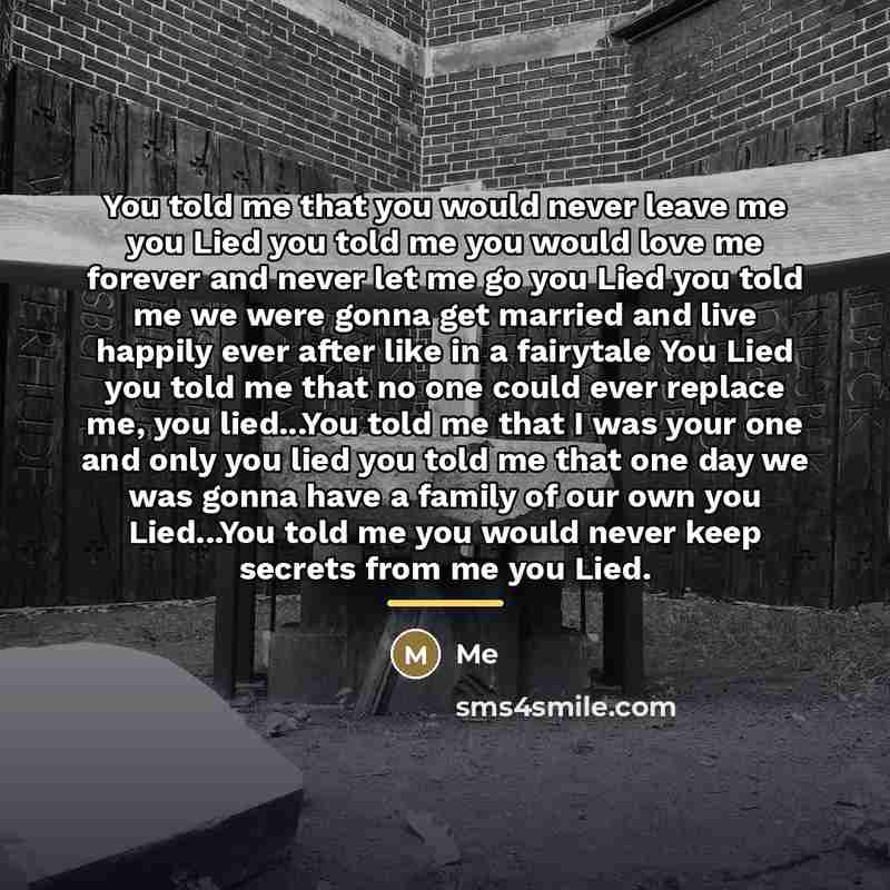 “You told me that you would never leave me you…” quote by Me