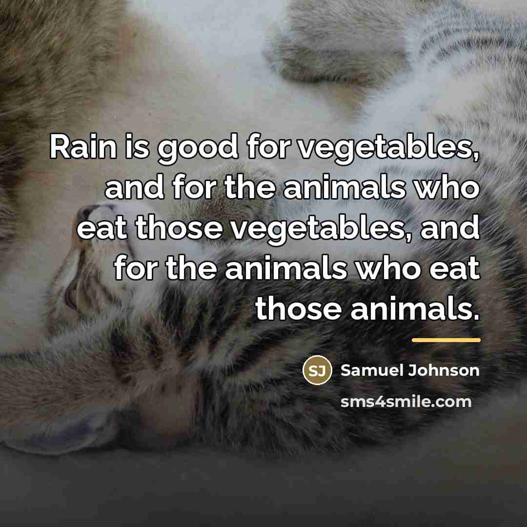 “Rain is good for vegetables, and for the animals who…” quote by Samuel Johnson