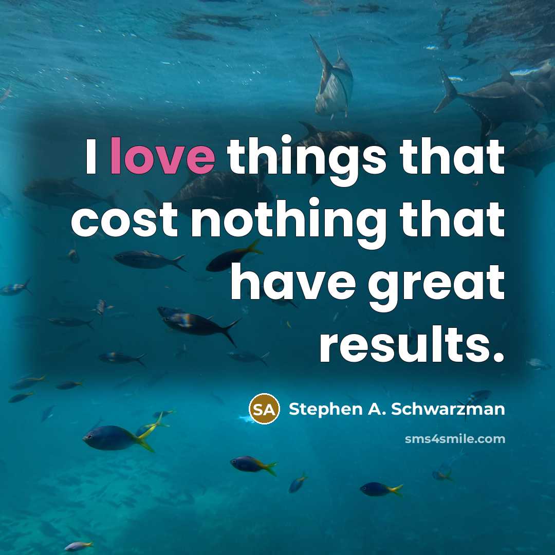 “I love things that cost nothing that have great results.…” quote by Stephen A. Schwarzman