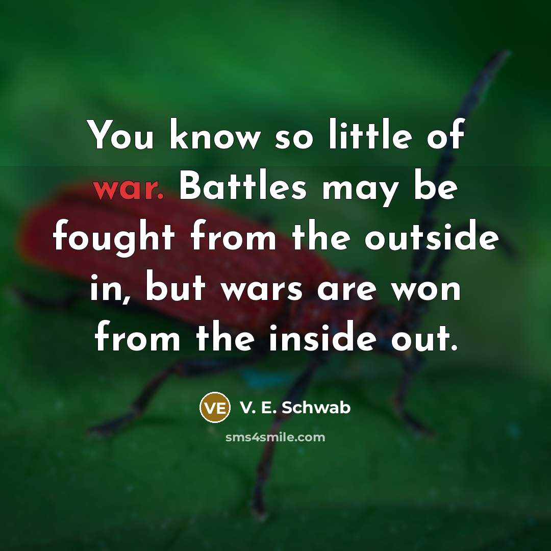 “You know so little of war. Battles may be fought…” quote by V. E. Schwab