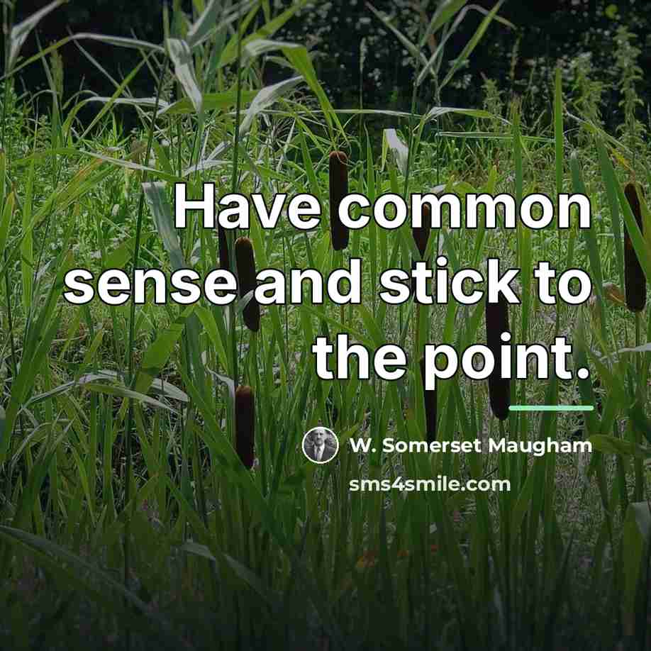 “Have common sense and stick to the point.…” quote by W. Somerset Maugham