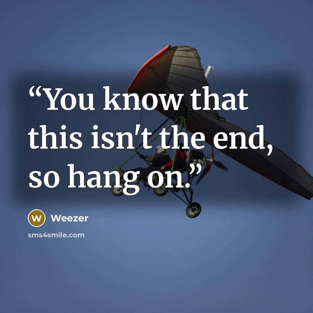 “You know that this isn't the end, so hang on.” quote by Weezer