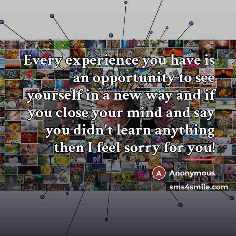 “Every experience you have is an opportunity to see yourself…” quote by Anonymous