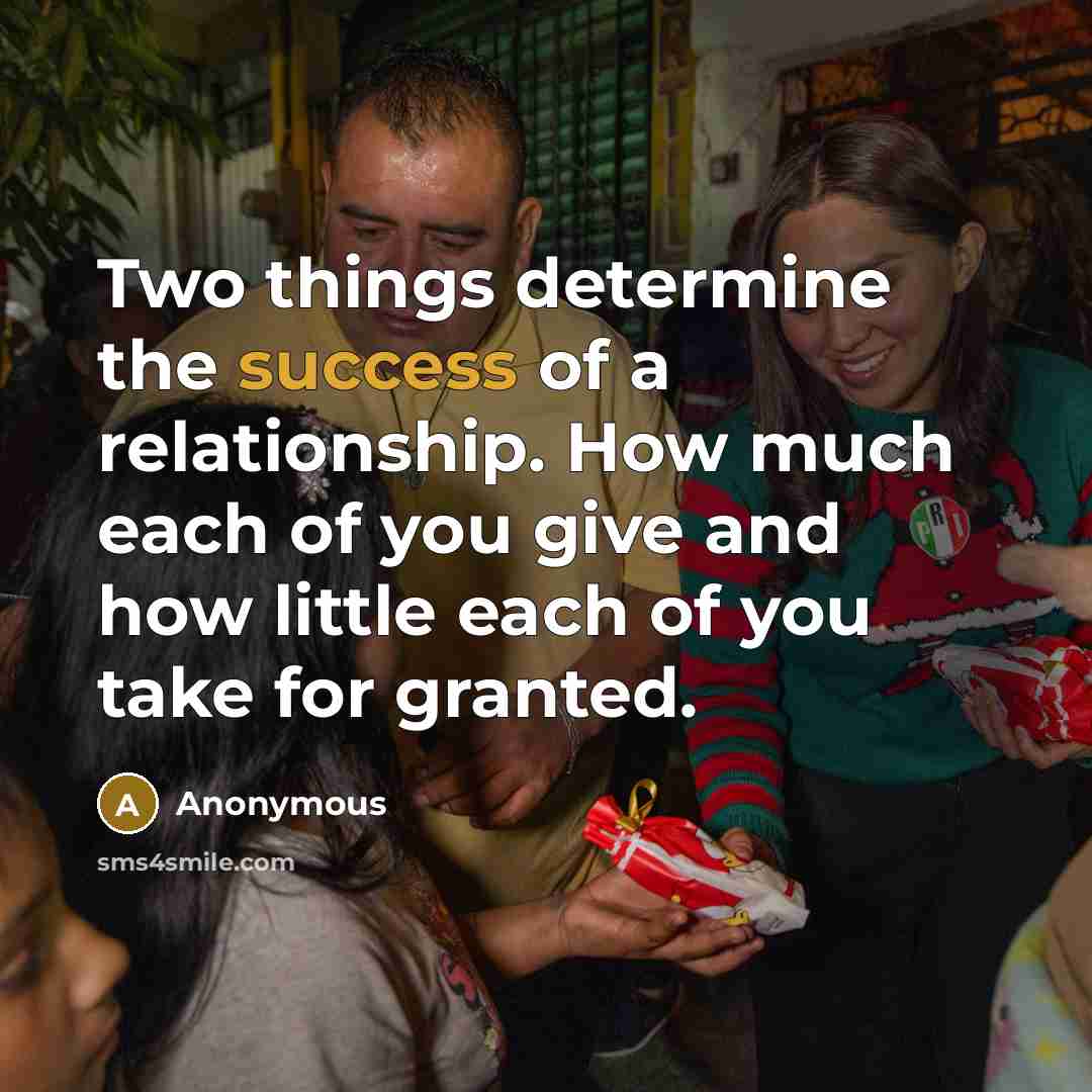 “Two things determine the success of a relationship. How much…” quote by Anonymous