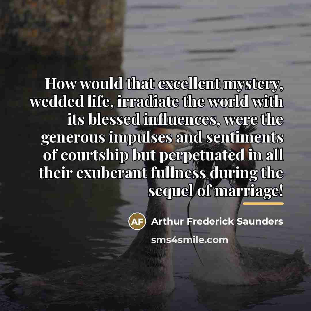 “How would that excellent mystery, wedded life, irradiate the world…” quote by Arthur Frederick Saunders