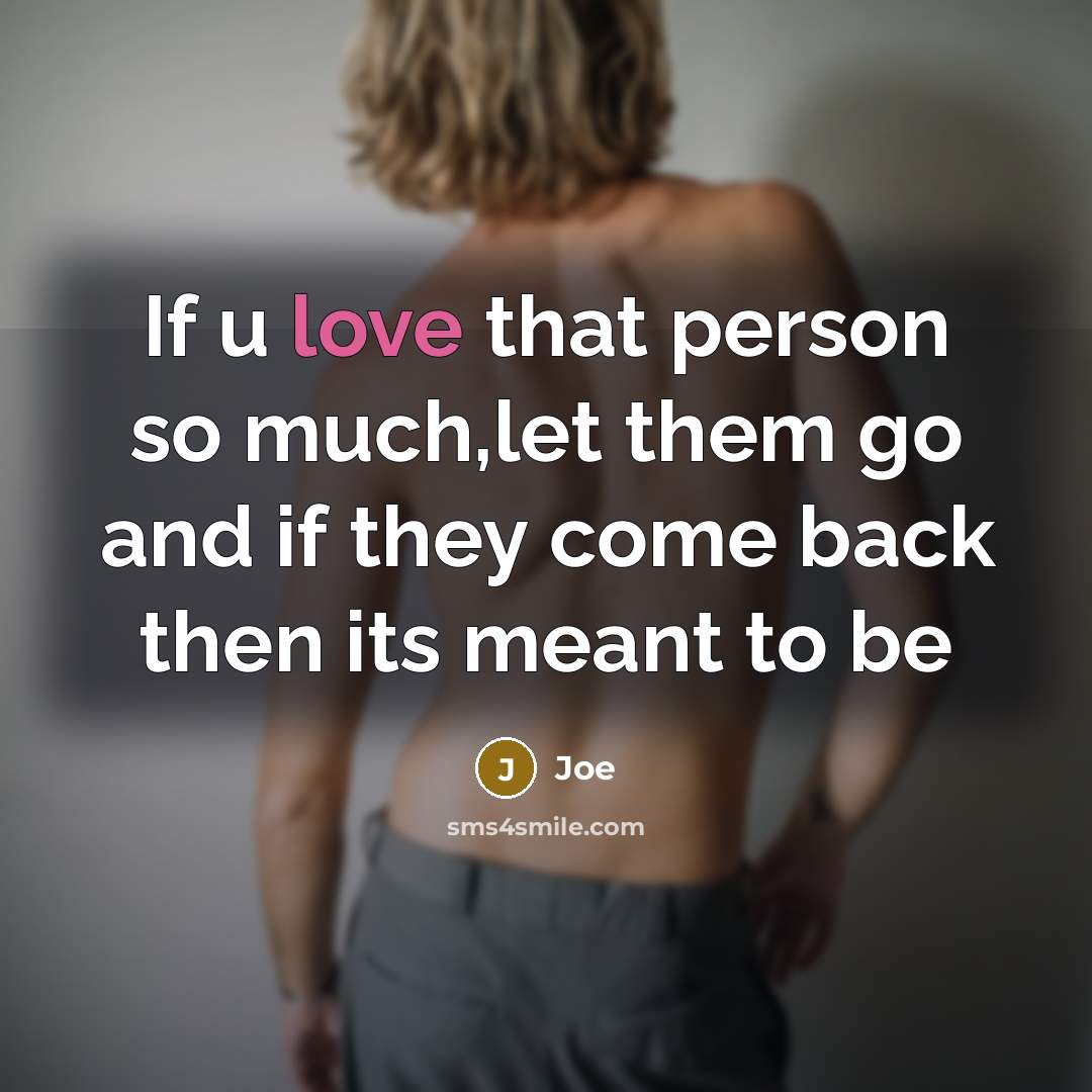 “If u love that person so much,let them go and if they come back then its meant to be” quote by Joe