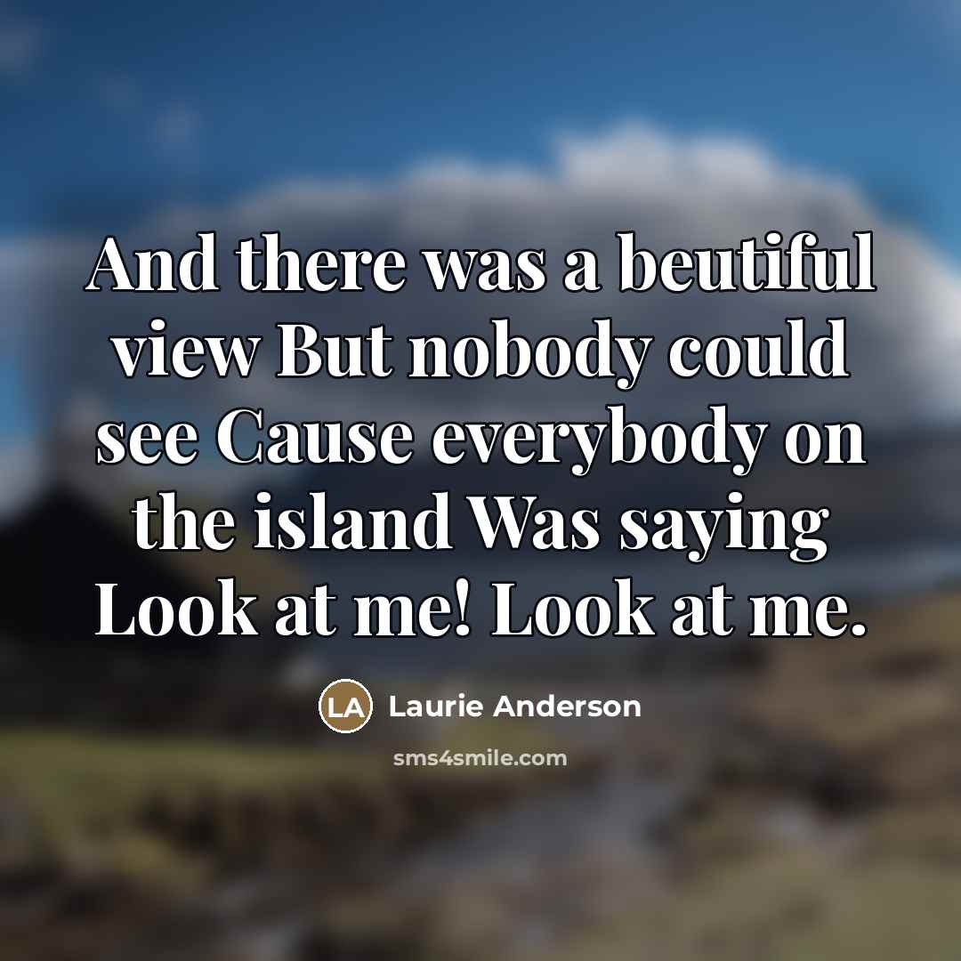 “And there was a beutiful view But nobody could see…” quote by Laurie Anderson