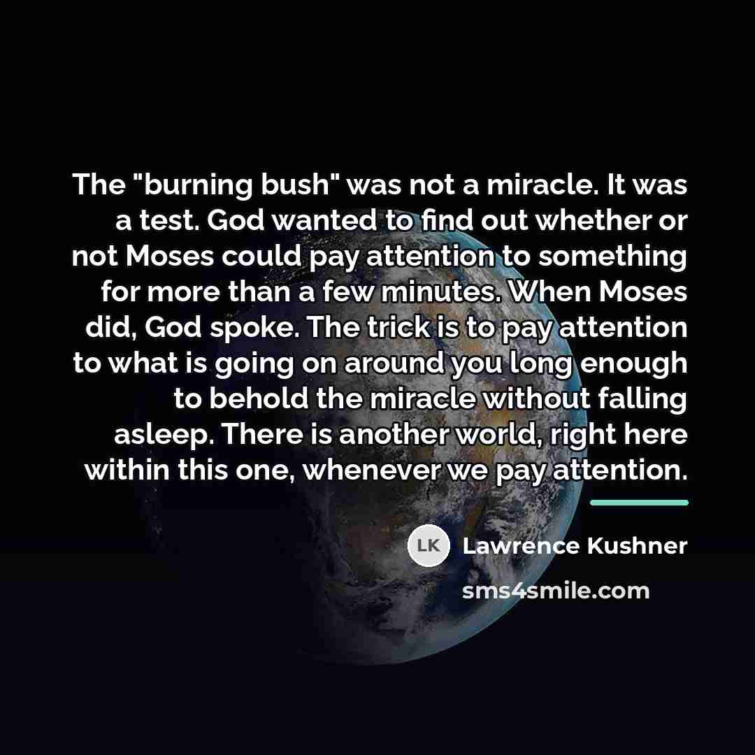 “The "burning bush" was not a miracle. It was a…” quote by Lawrence Kushner