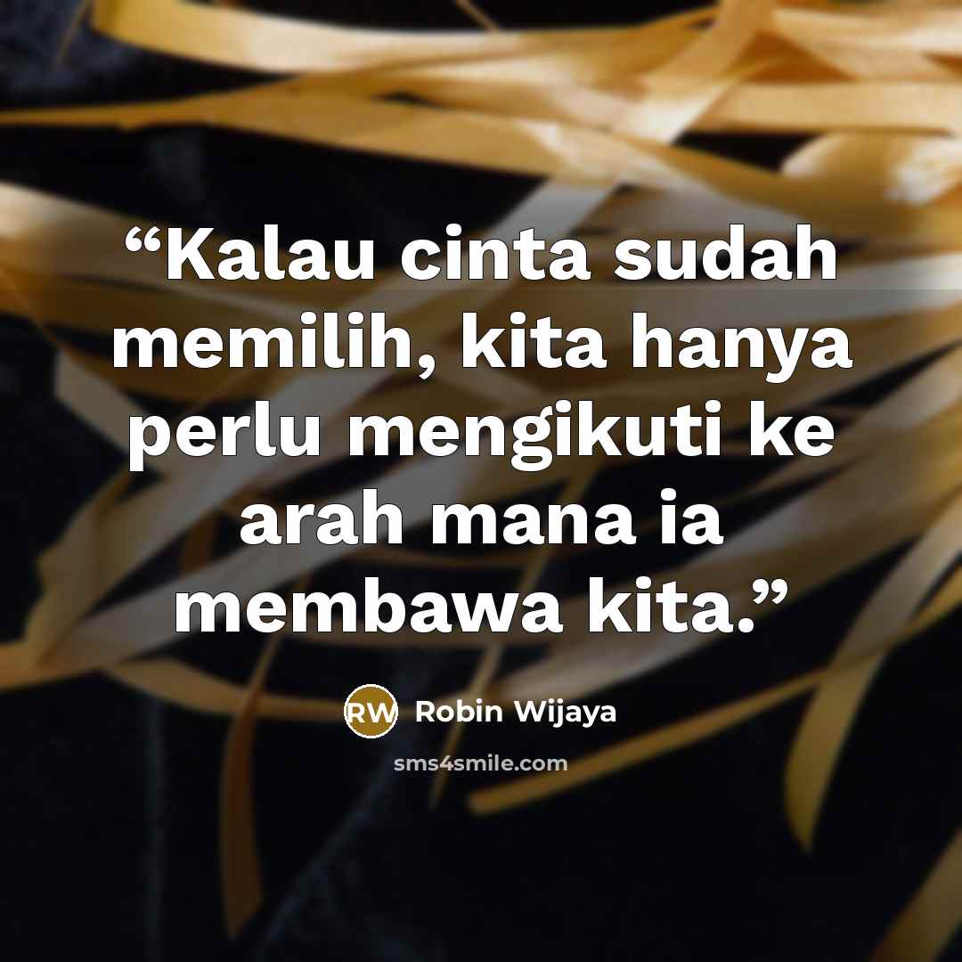 “Kalau cinta sudah memilih, kita hanya perlu mengikuti ke arah mana ia membawa kita.” quote by Robin Wijaya