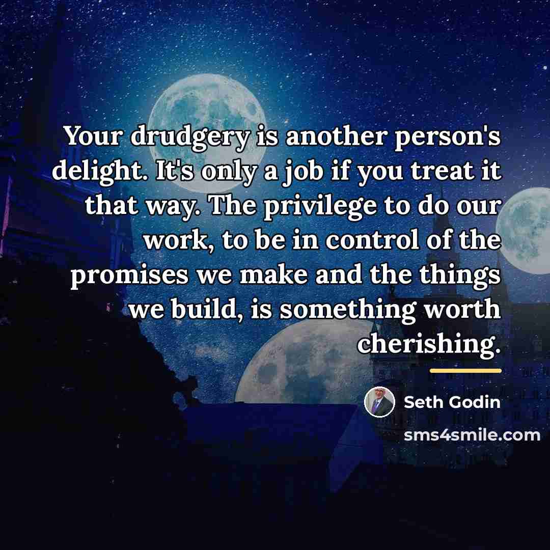 “Your drudgery is another person's delight. It's only a job…” quote by Seth Godin