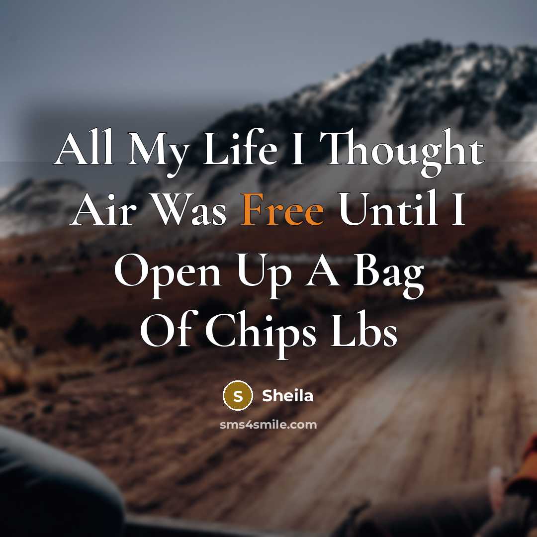 “All My Life I Thought Air Was Free Until I Open Up A Bag Of Chips Lbs” quote by Sheila