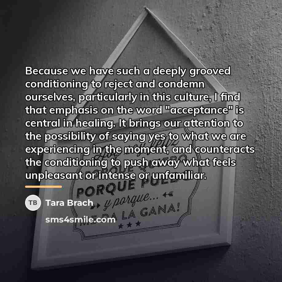 “Because we have such a deeply grooved conditioning to reject…” quote by Tara Brach