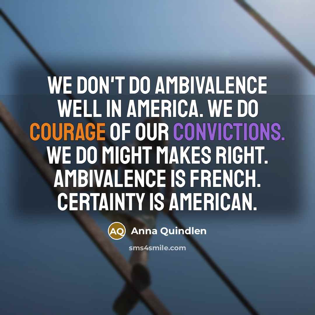 “We don't do ambivalence well in America. We do courage…” quote by Anna Quindlen