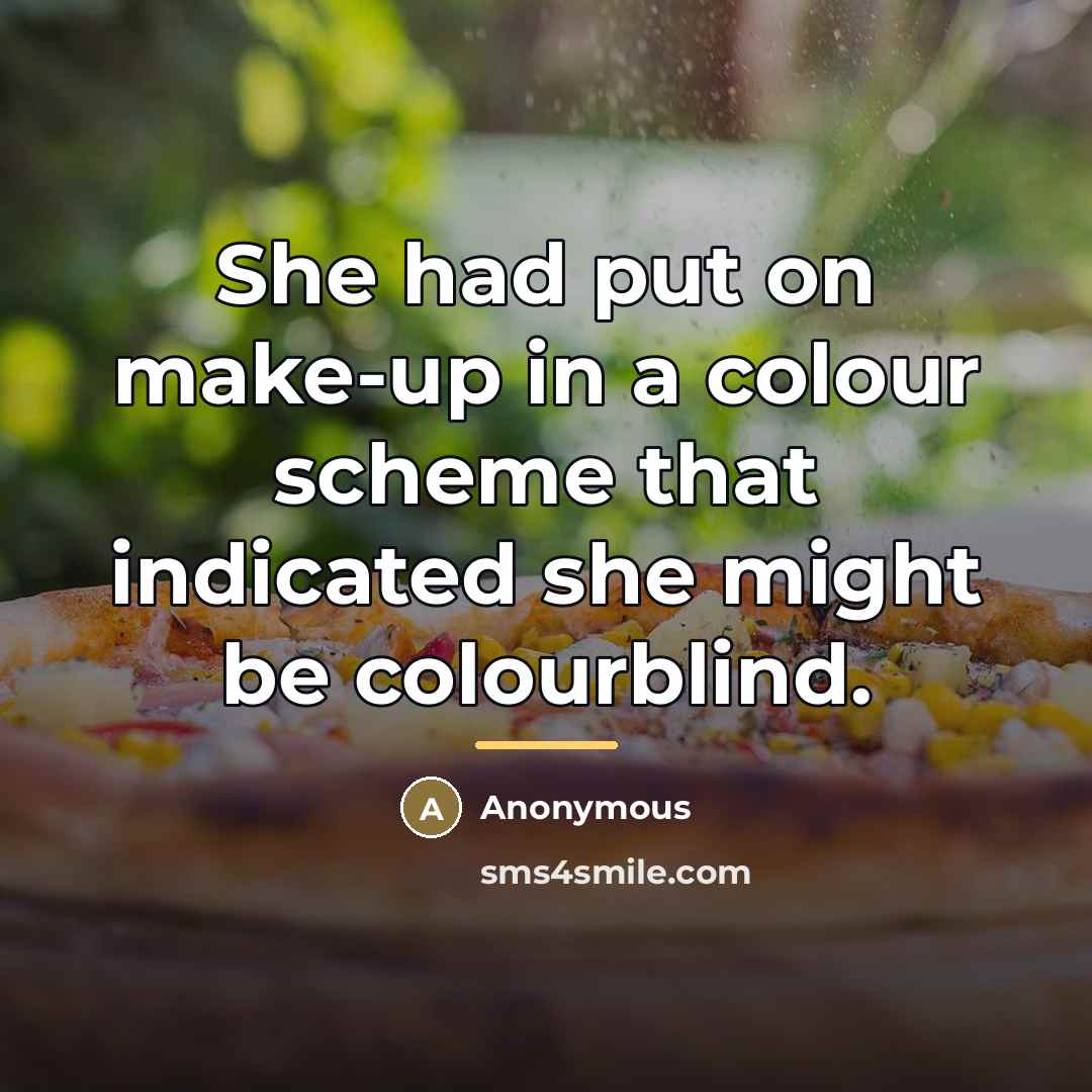 “She had put on make-up in a colour scheme that…” quote by Anonymous