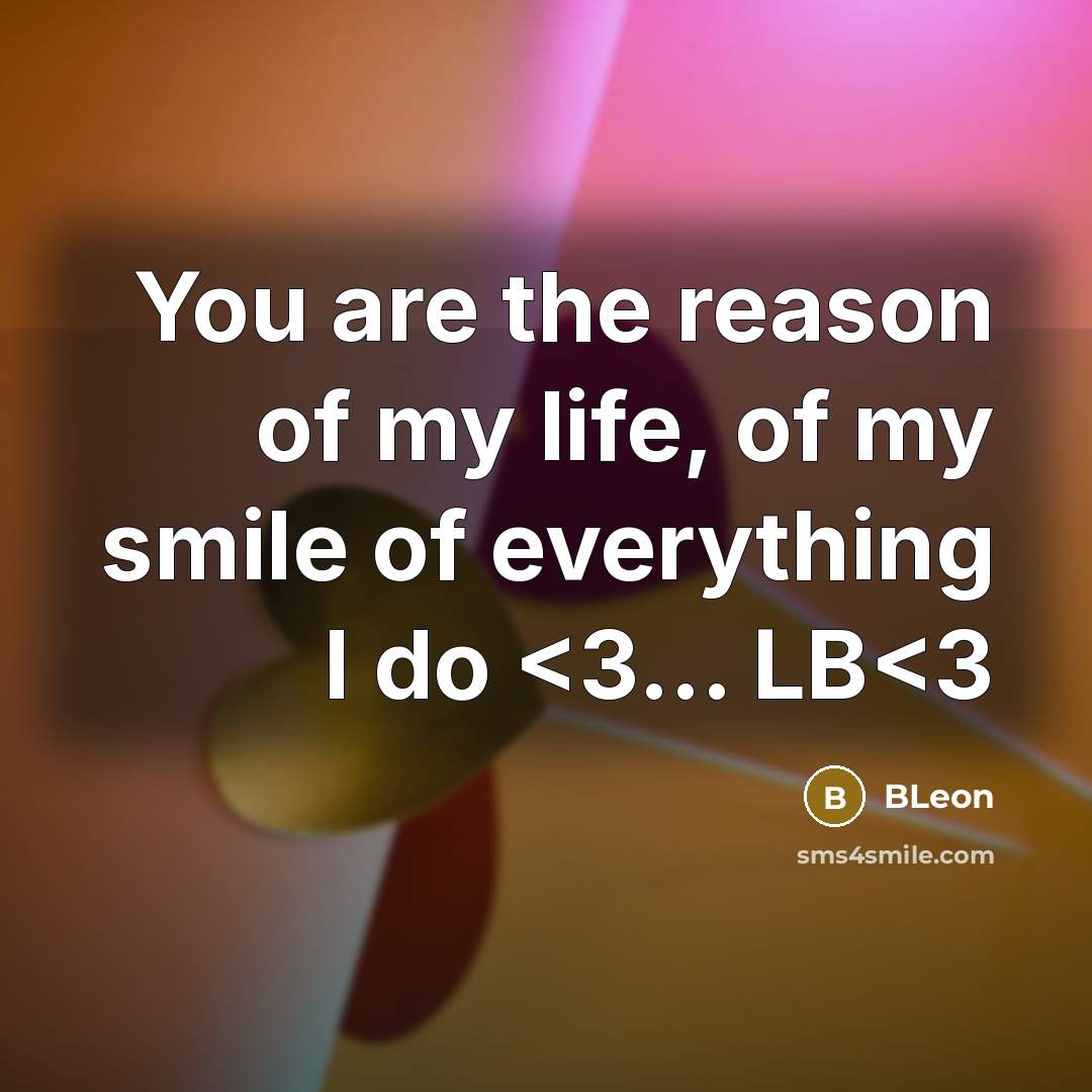 “You are the reason of my life, of my smile…” quote by BLeon