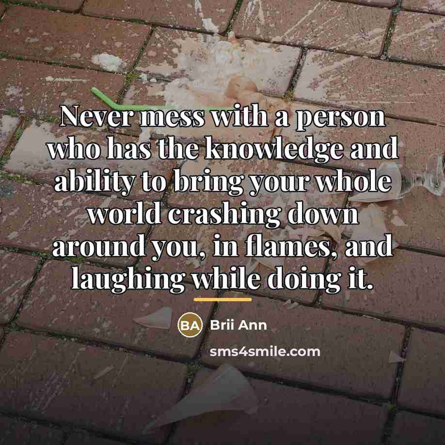 “Never mess with a person who has the knowledge and…” quote by Brii Ann