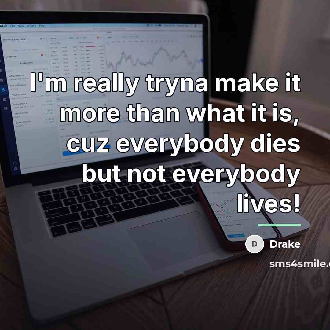 “I'm really tryna make it more than what it is,…” quote by Drake