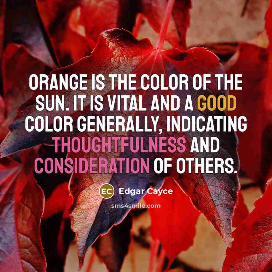 “Orange is the color of the sun. It is vital…” quote by Edgar Cayce