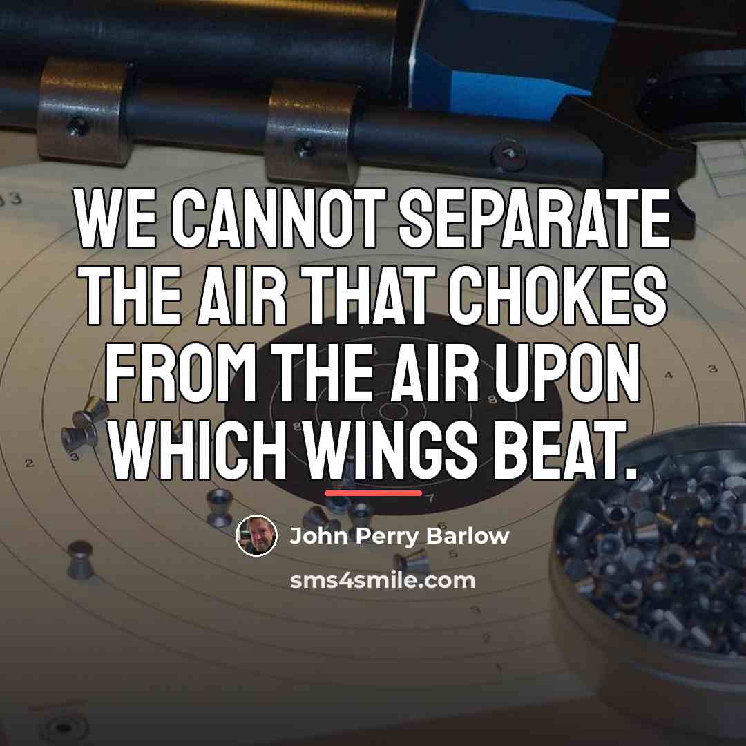 “We cannot separate the air that chokes from the air…” quote by John Perry Barlow
