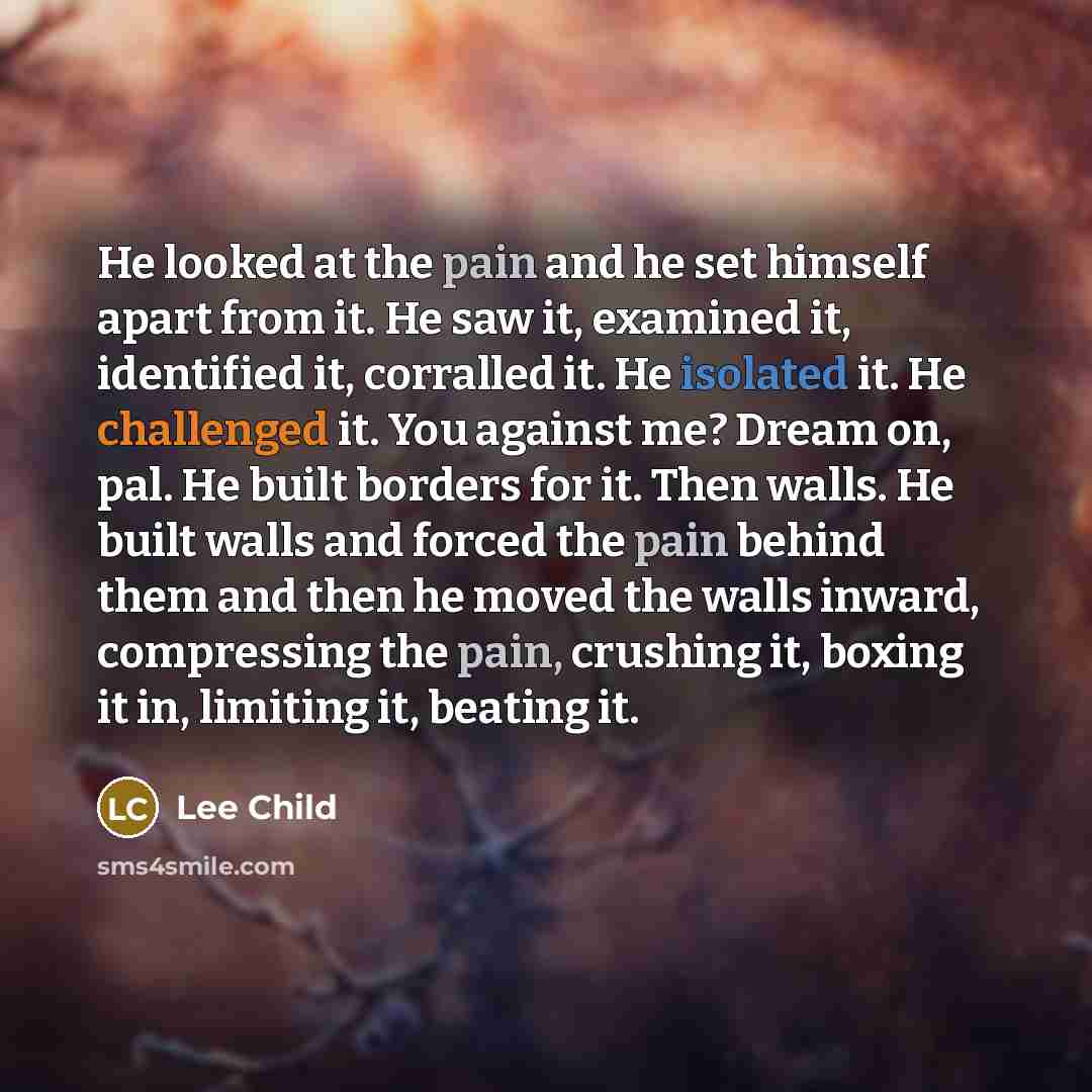“He looked at the pain and he set himself apart…” quote by Lee Child