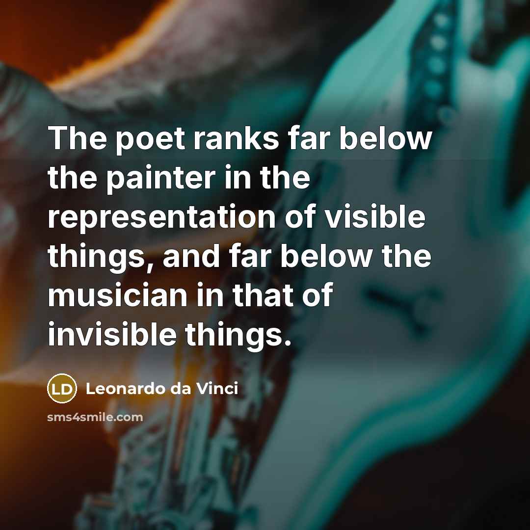 “The poet ranks far below the painter in the representation…” quote by Leonardo da Vinci