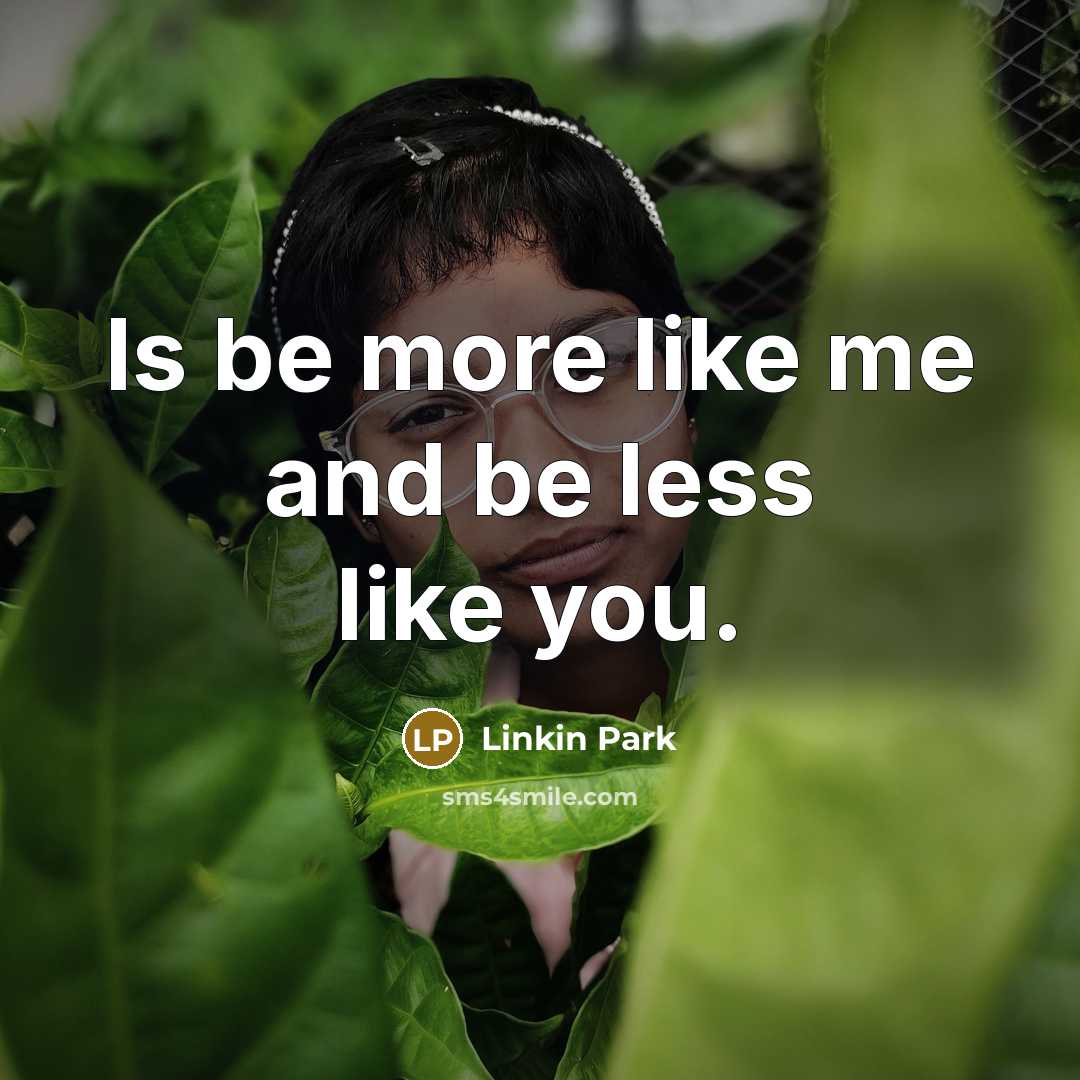 “Is be more like me and be less like you.” quote by Linkin Park