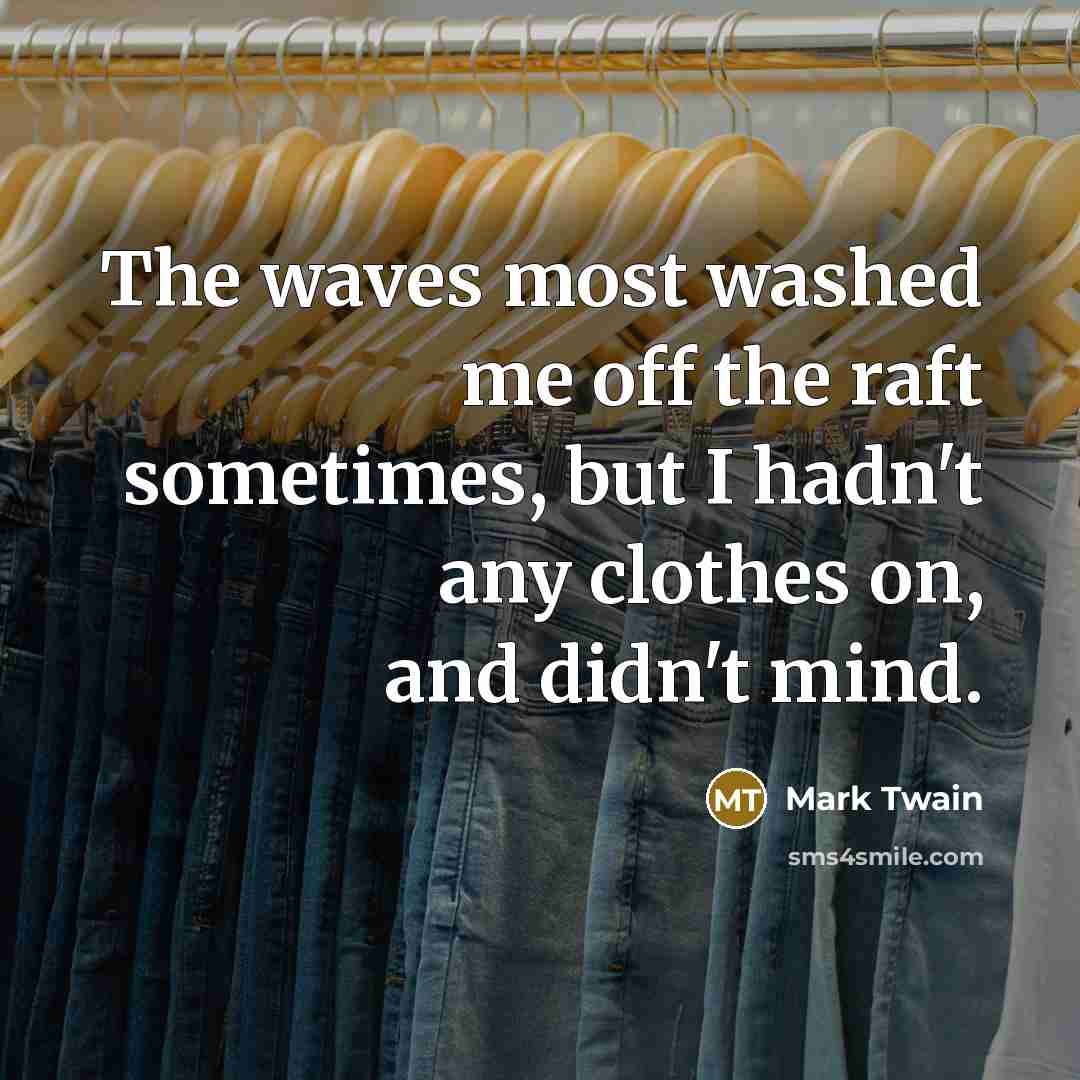 “The waves most washed me off the raft sometimes, but…” quote by Mark Twain