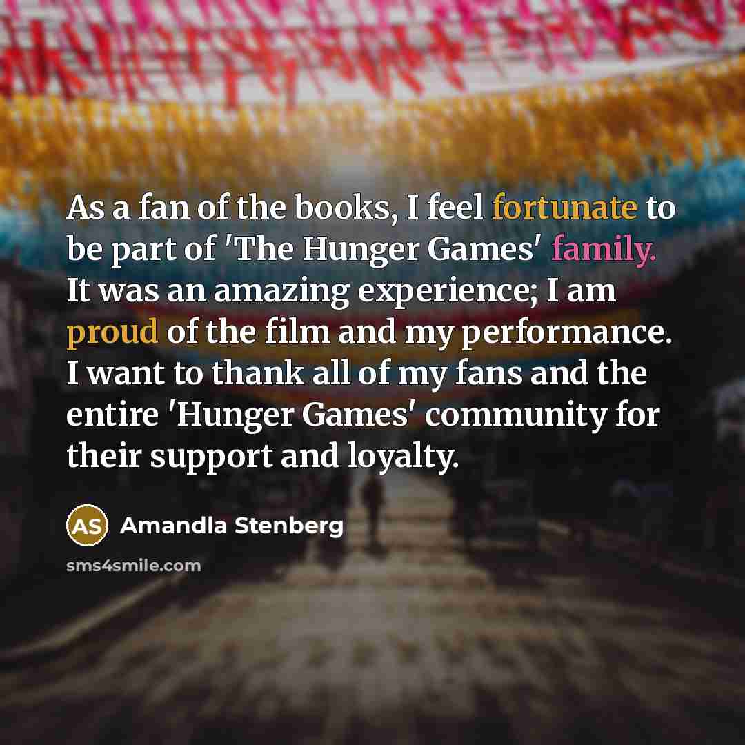 “As a fan of the books, I feel fortunate to…” quote by Amandla Stenberg