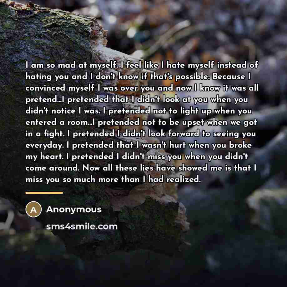 “I am so mad at myself. I feel like I…” quote by Anonymous