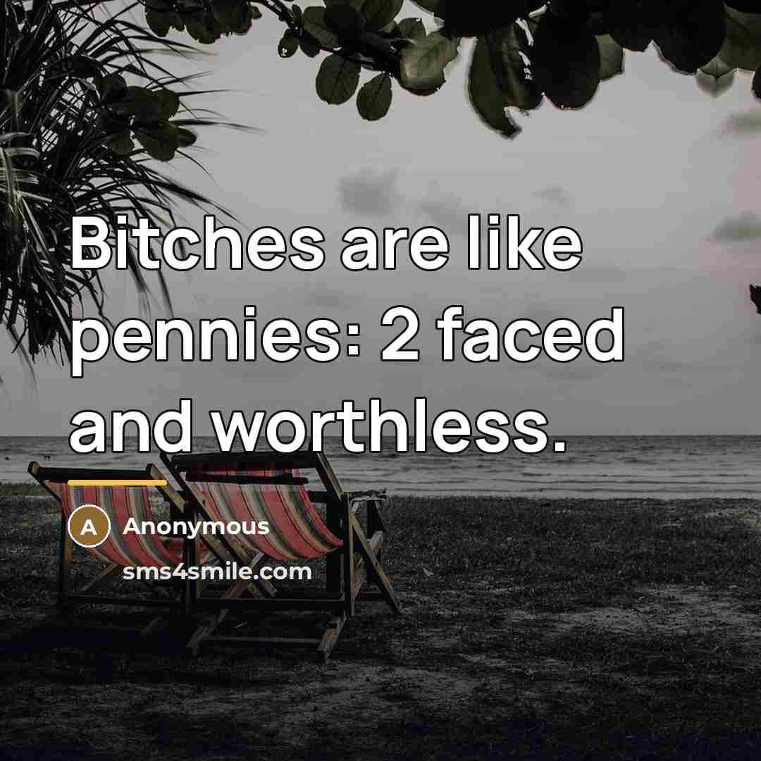 “Bitches are like pennies: 2 faced and worthless.…” quote by Anonymous