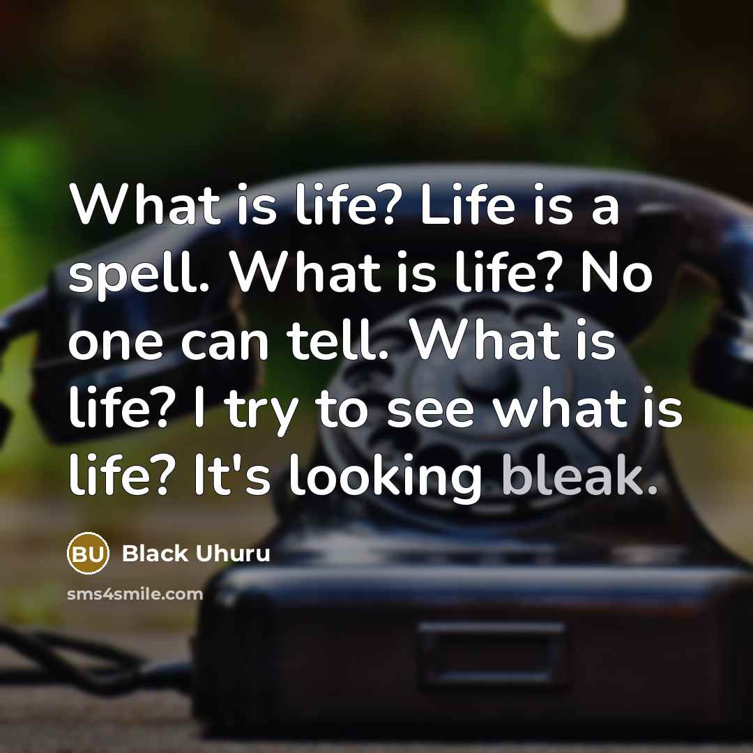 “What is life? Life is a spell. What is life?…” quote by Black Uhuru