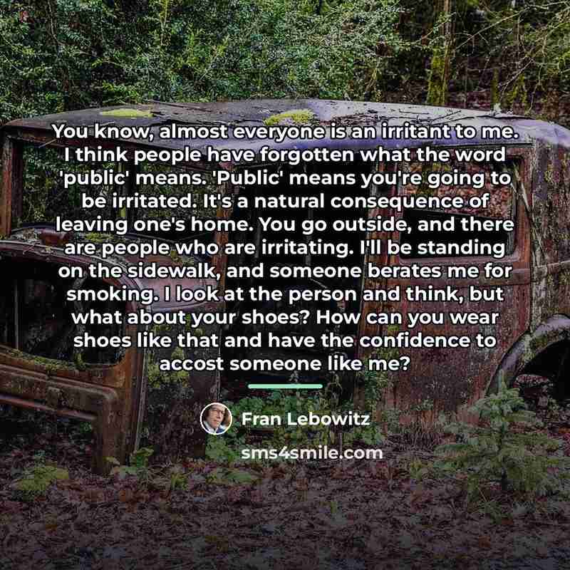 “You know, almost everyone is an irritant to me. I…” quote by Fran Lebowitz
