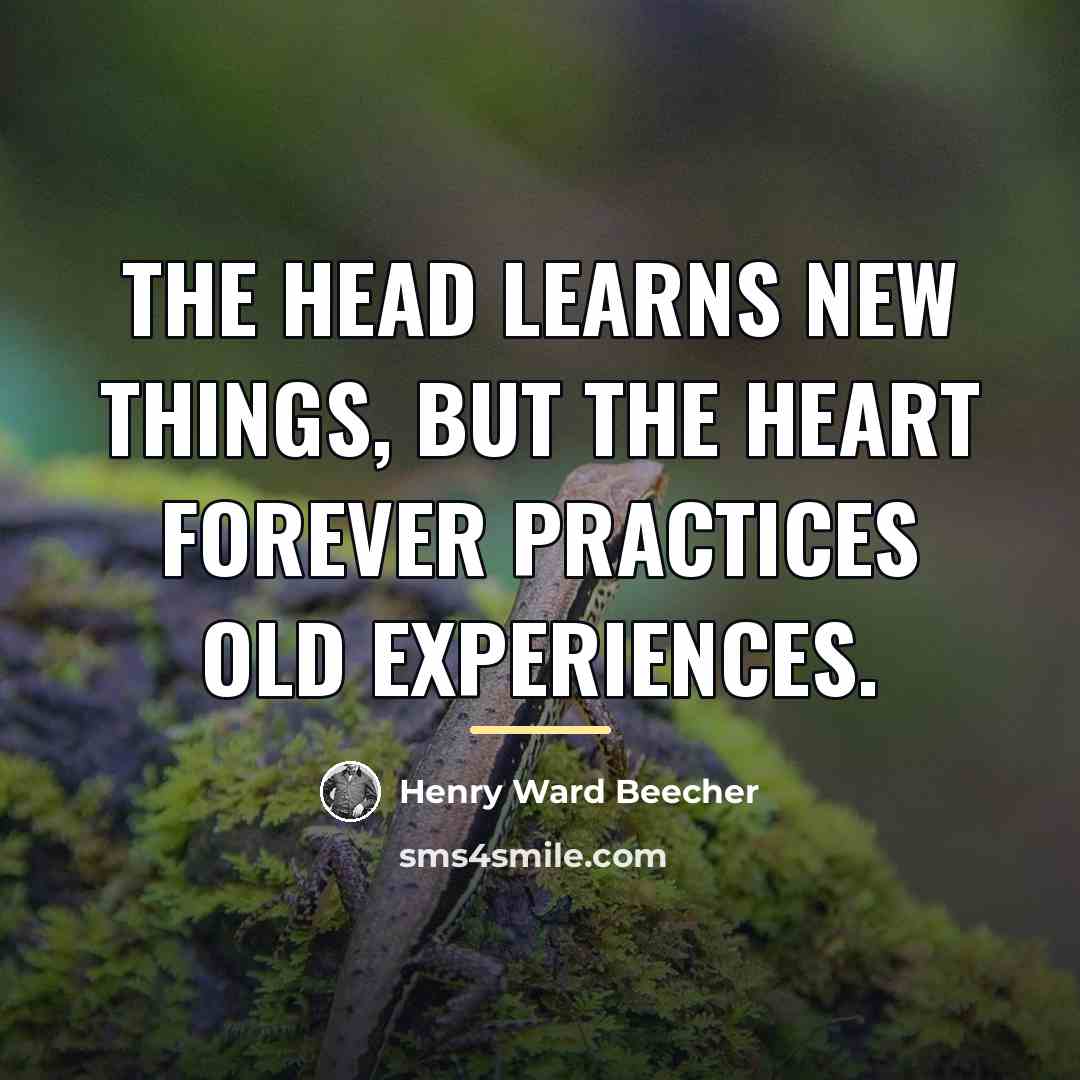 “The head learns new things, but the heart forever practices…” quote by Henry Ward Beecher