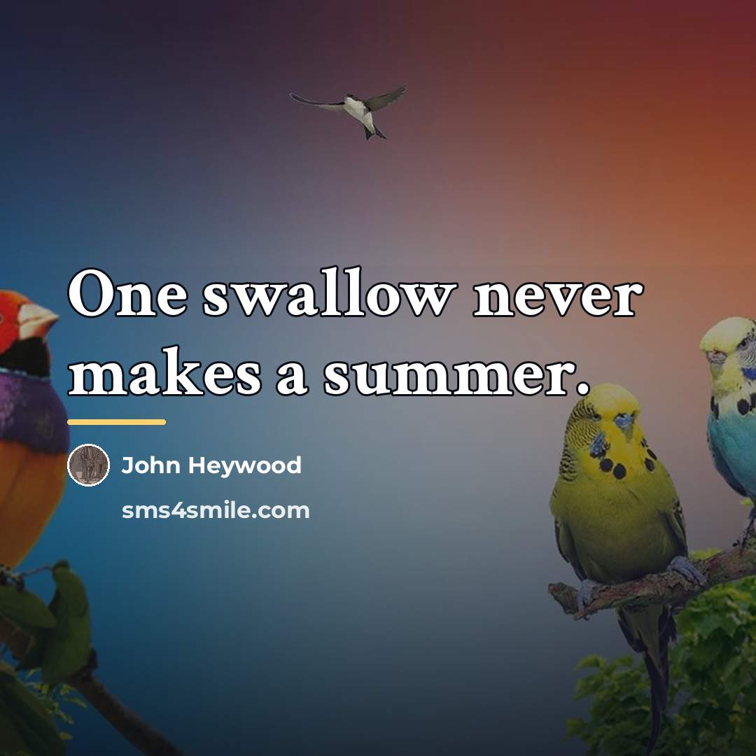 “One swallow never makes a summer.…” quote by John Heywood