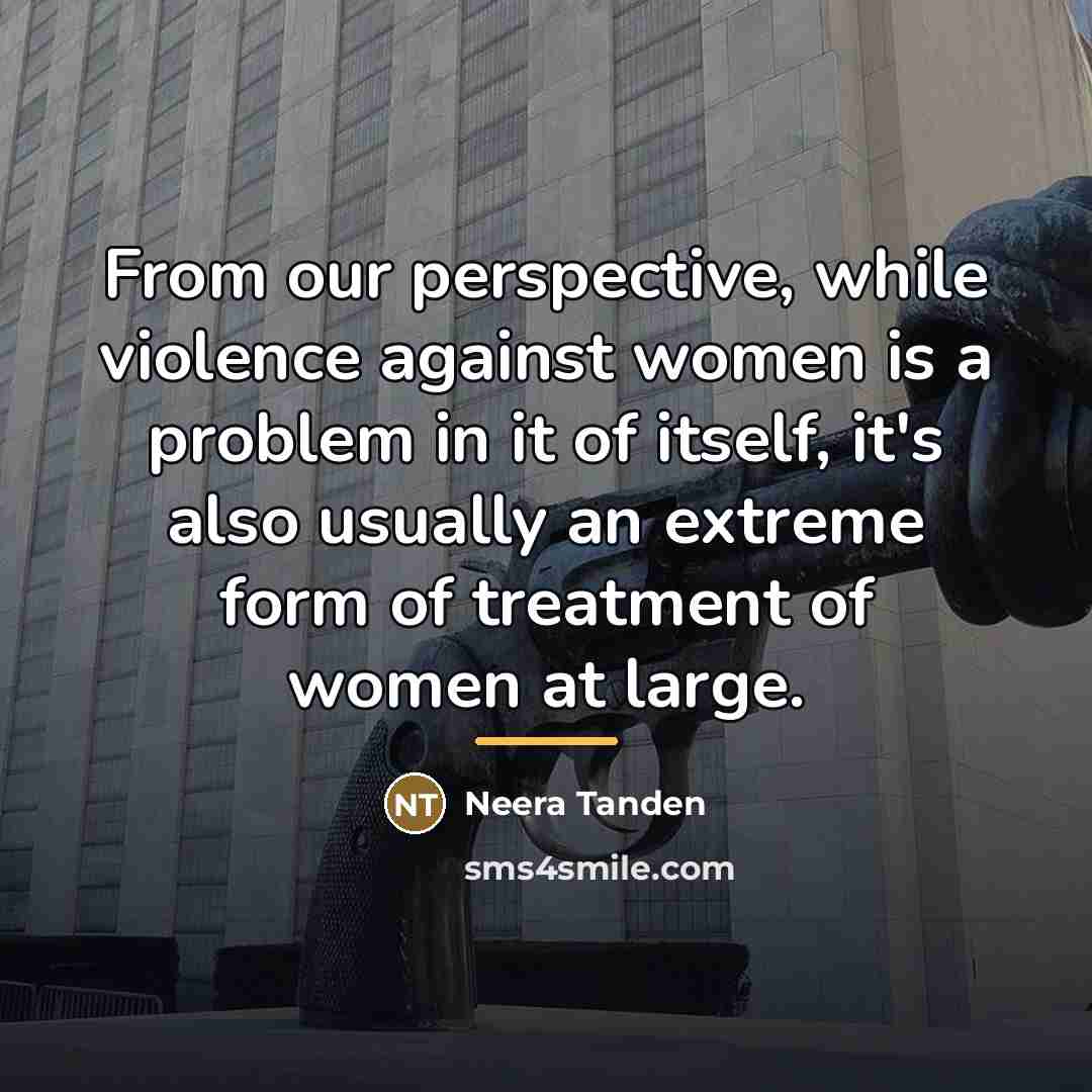 “From our perspective, while violence against women is a problem…” quote by Neera Tanden