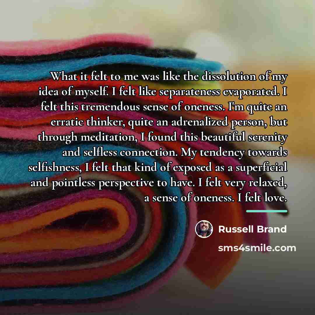 “What it felt to me was like the dissolution of…” quote by Russell Brand