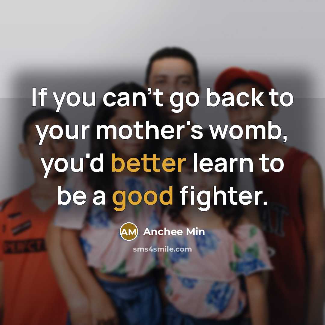 “If you can't go back to your mother's womb, you'd better learn to be a good fighter.” quote by Anchee Min