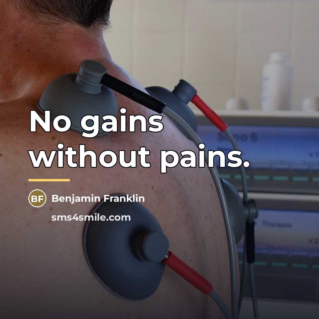 “No gains without pains.…” quote by Benjamin Franklin