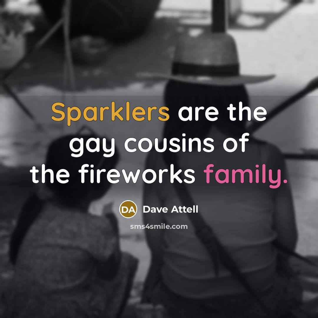 “Sparklers are the gay cousins of the fireworks family.…” quote by Dave Attell