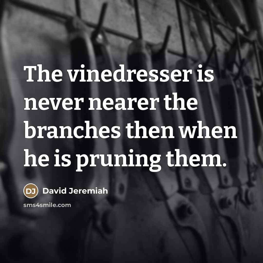 “The vinedresser is never nearer the branches then when he…” quote by David Jeremiah