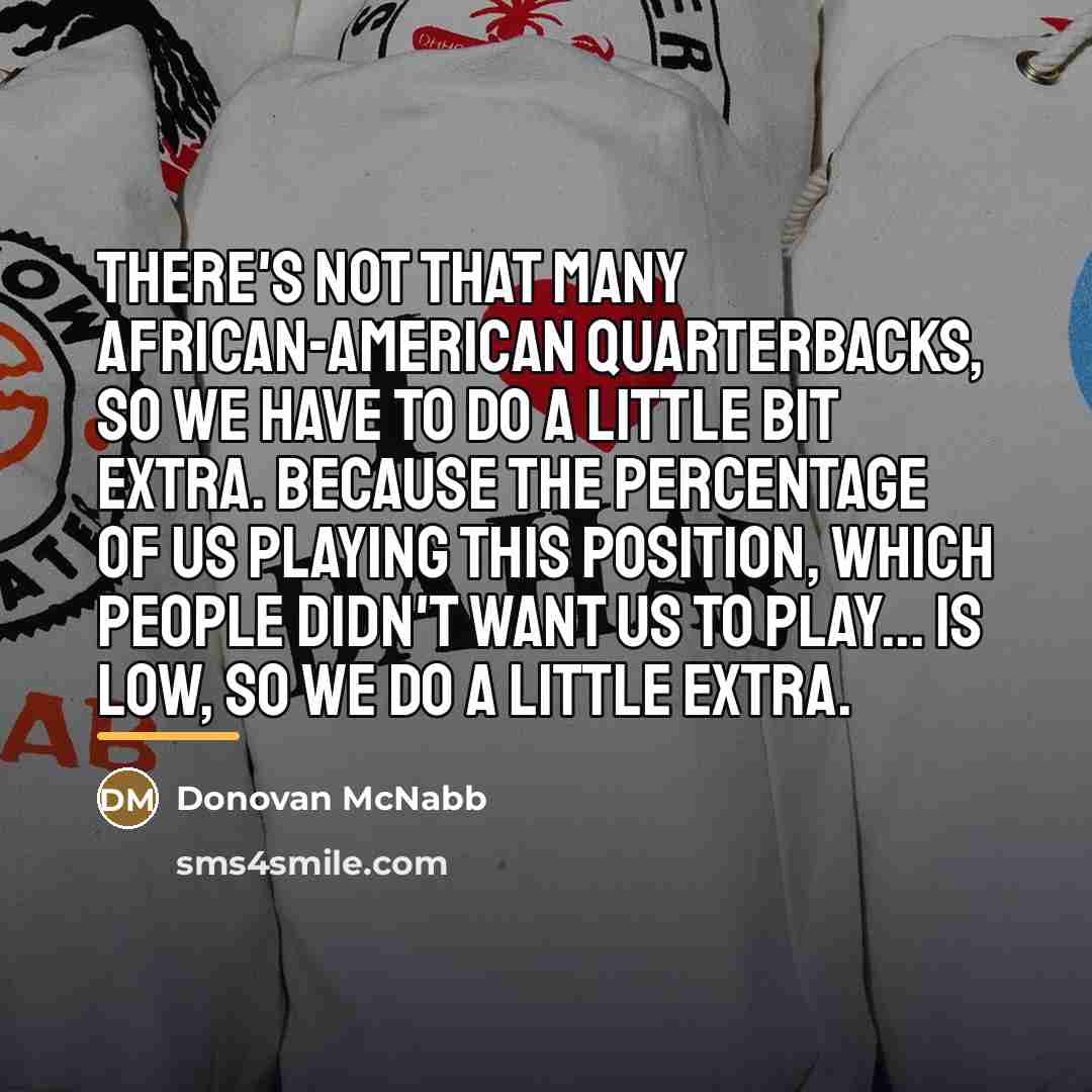 “There's not that many African-American quarterbacks, so we have to…” quote by Donovan McNabb